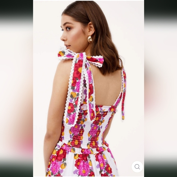 Beyond by Vera Maxi Pink Floral Dress Mia Villa Rose Small 100% Cotton - Picture 3 of 10